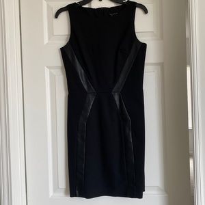 A/X Armani Exchange Sheath Dress Women Size 6 Black Sleeveless Faux Leather Trim